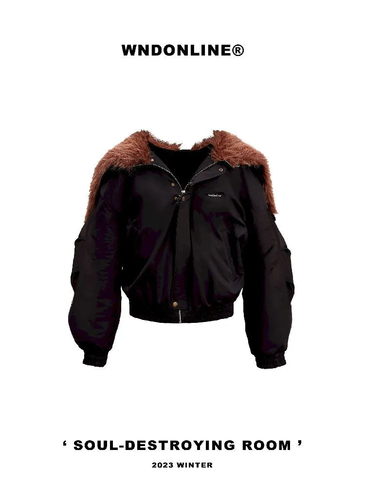 Fur collar three-dimensional padded cotton jacket【s0000004759】