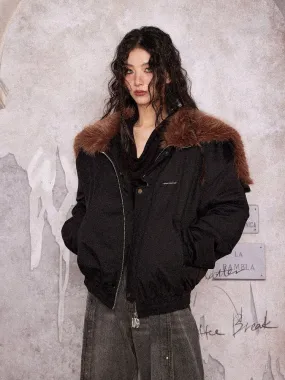 Fur collar three-dimensional padded cotton jacket【s0000004759】