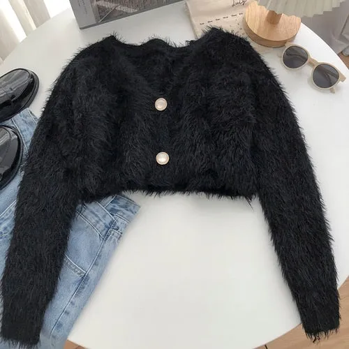 Fuzzy Crop Cardigan