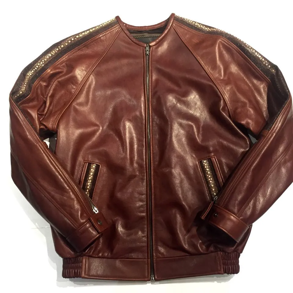 G-Gator Cowhide/Stingray Chinese Collar Bomber Jacket