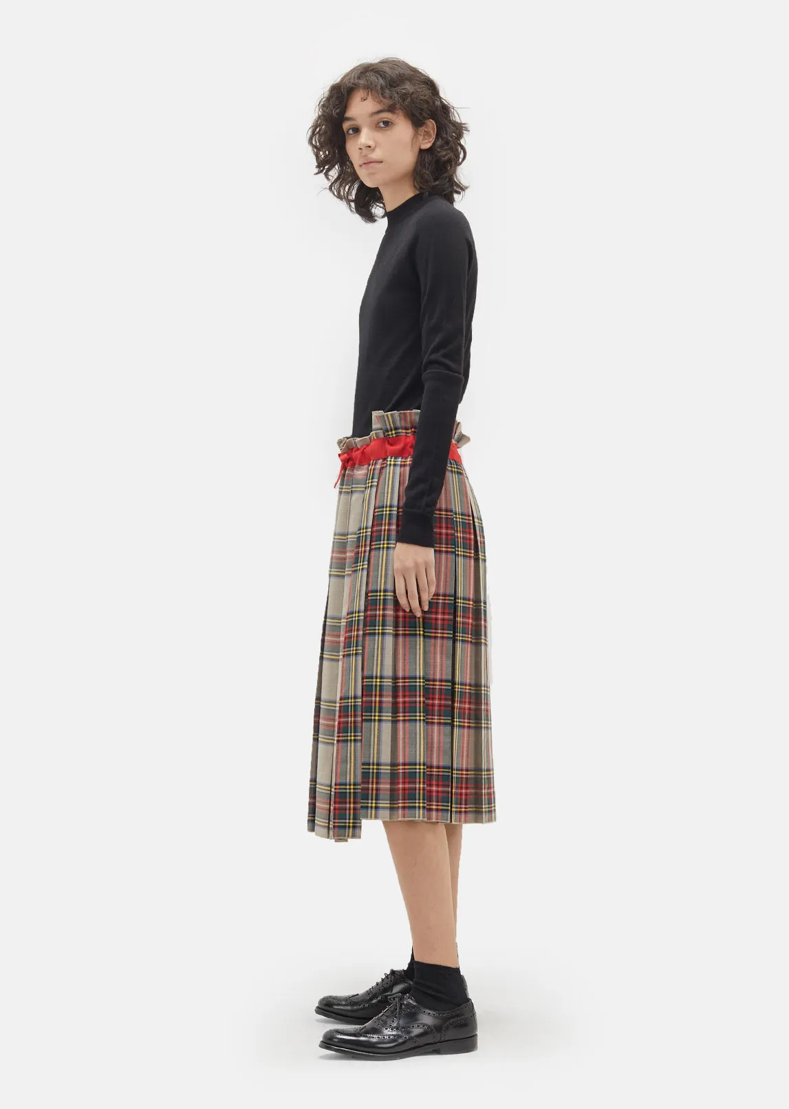 Gabardine Plaid Pleated Skirt