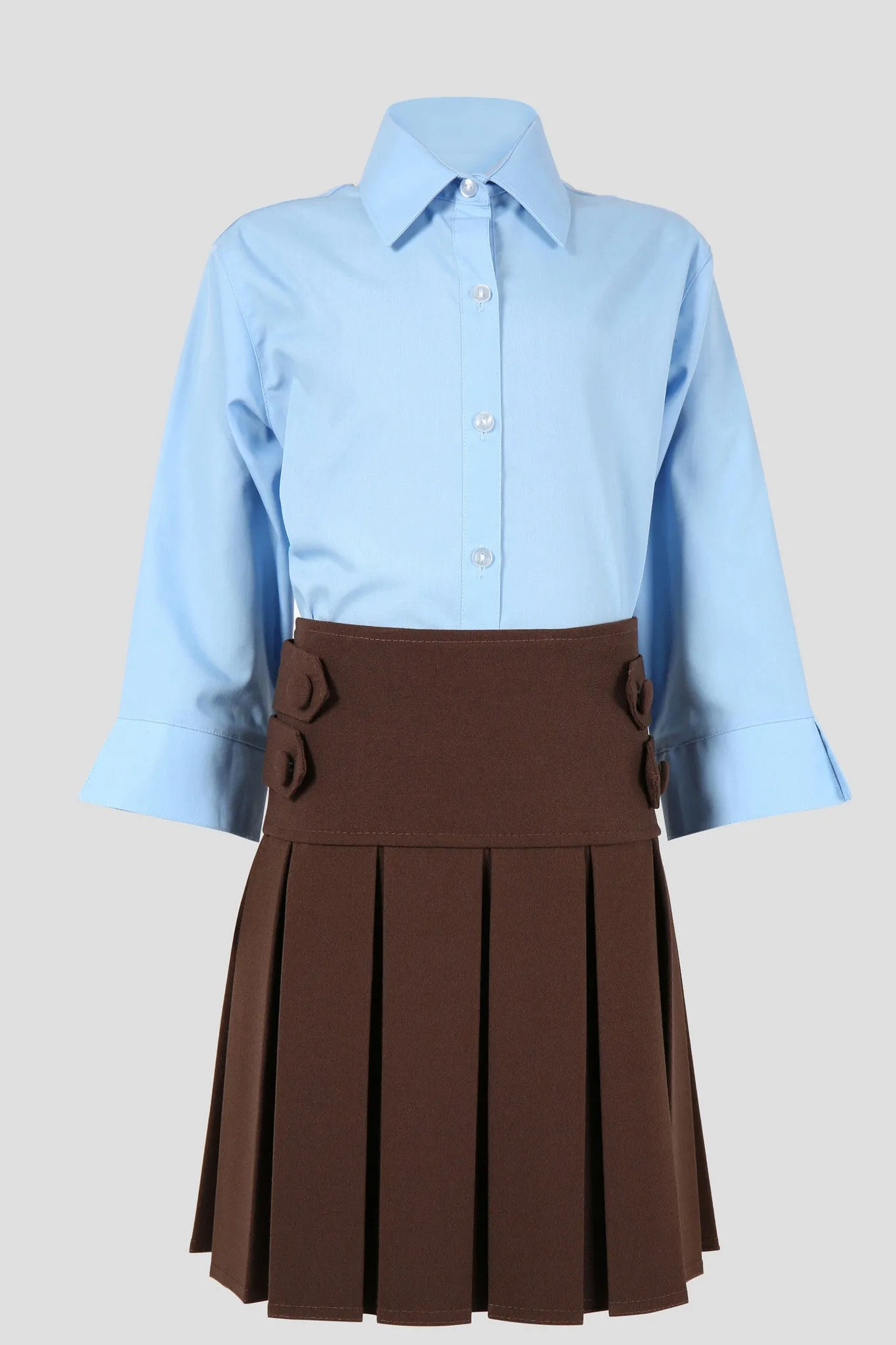 Girls pleated school skirt with button detail - Quality school uniforms at the School Clothing Company