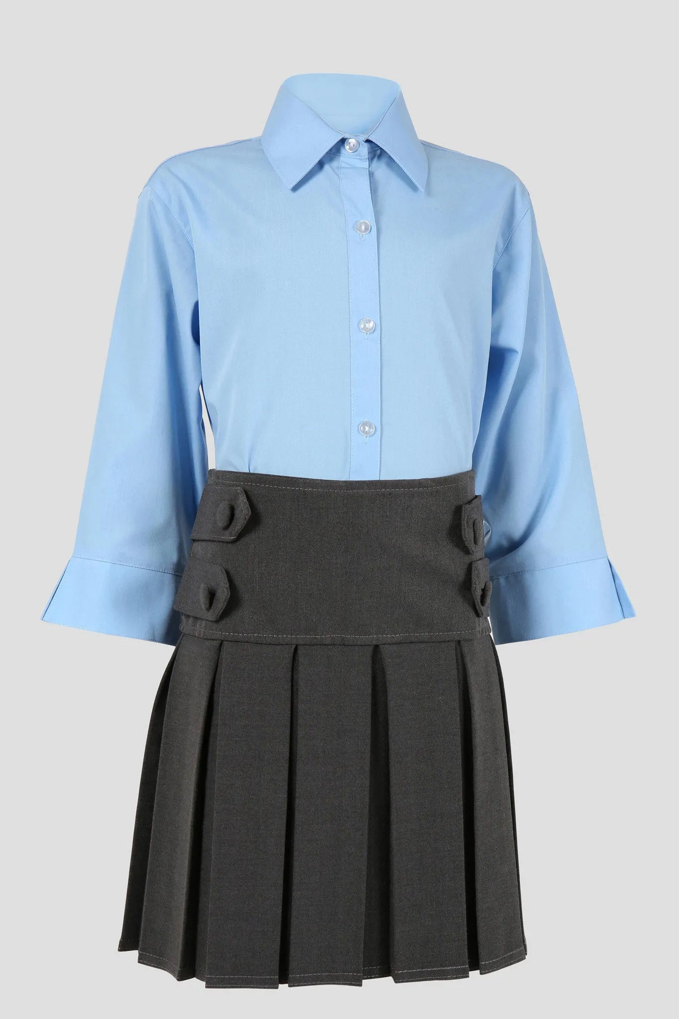 Girls pleated school skirt with button detail - Quality school uniforms at the School Clothing Company