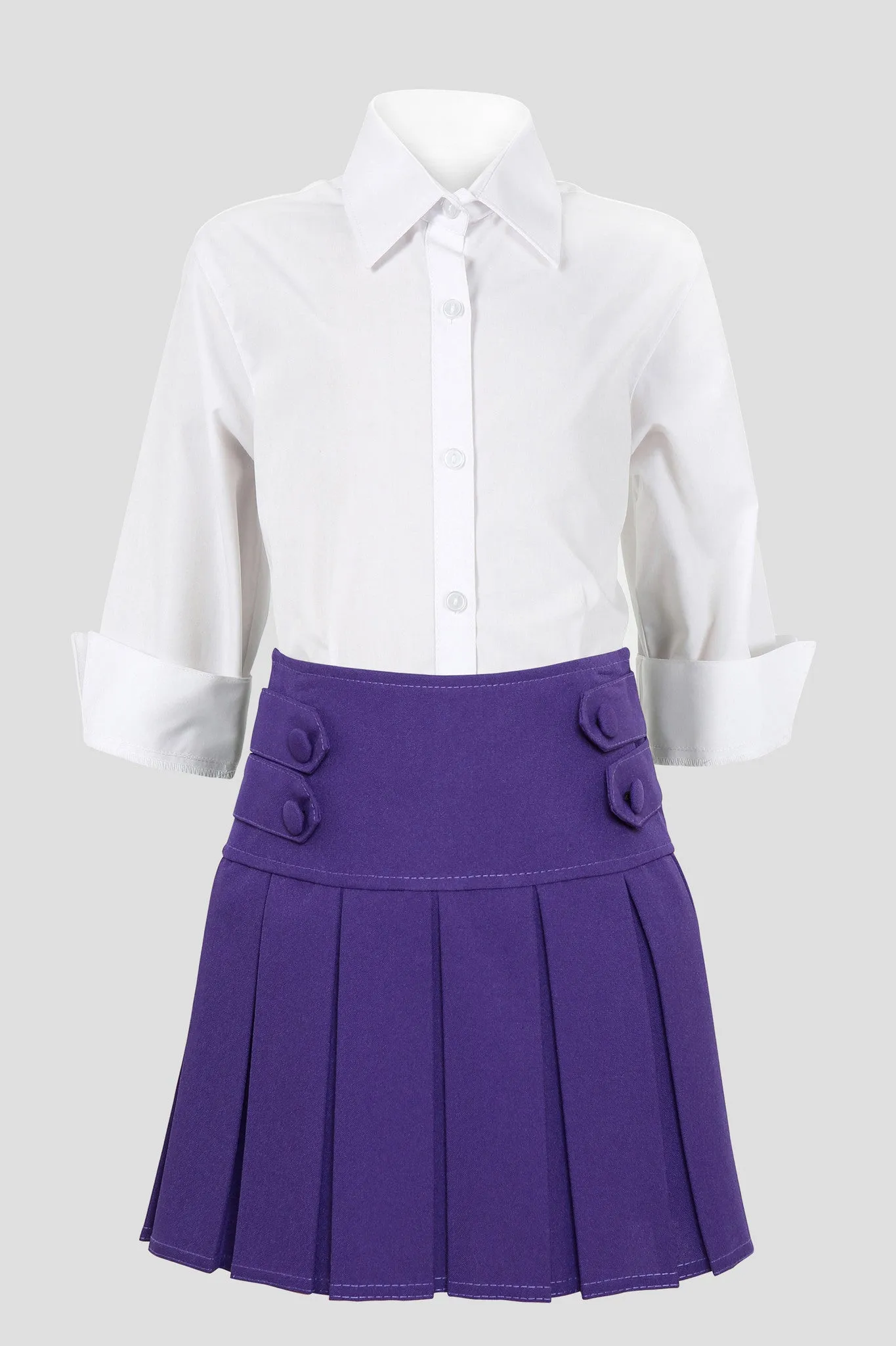 Girls pleated school skirt with button detail - Quality school uniforms at the School Clothing Company