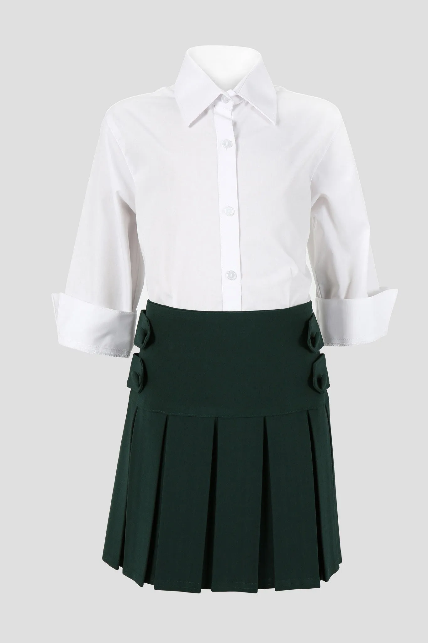 Girls pleated school skirt with button detail - Quality school uniforms at the School Clothing Company