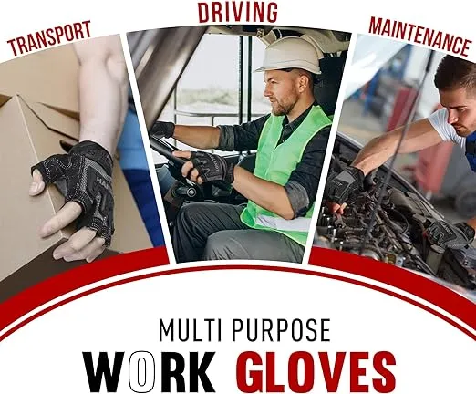 HANDLANDY Fingerless Work Gloves for Men Tactical Mechanics 6262