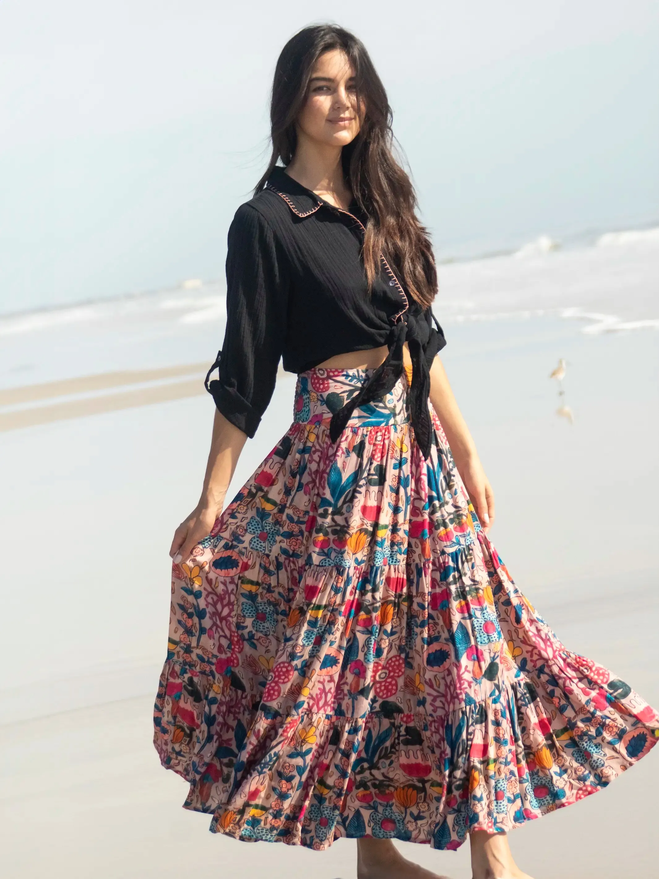 Hanna Convertible Maxi Skirt - Light Pink Multi Floral