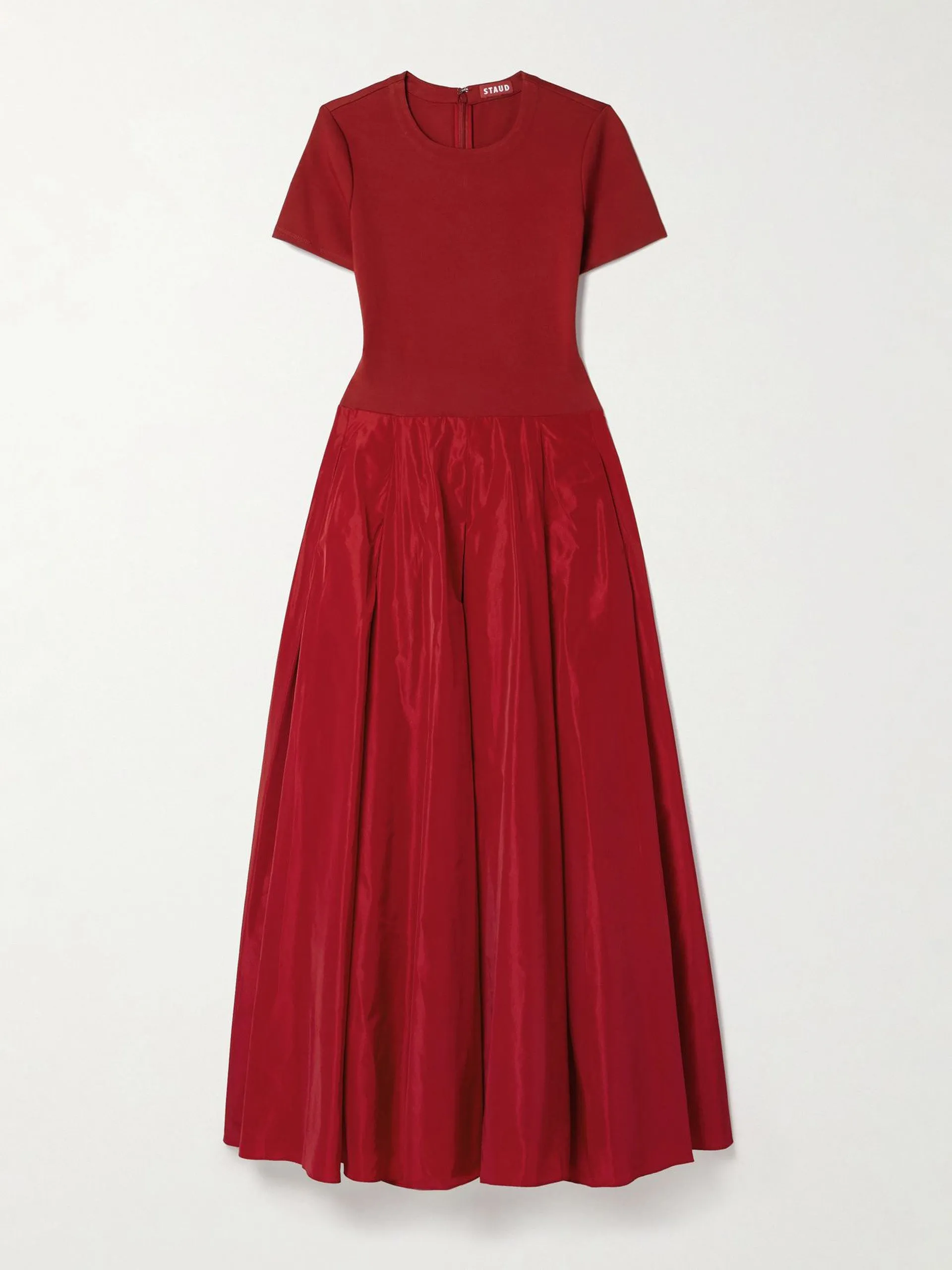 Hopper stretch-jersey and pleated faille maxi dress