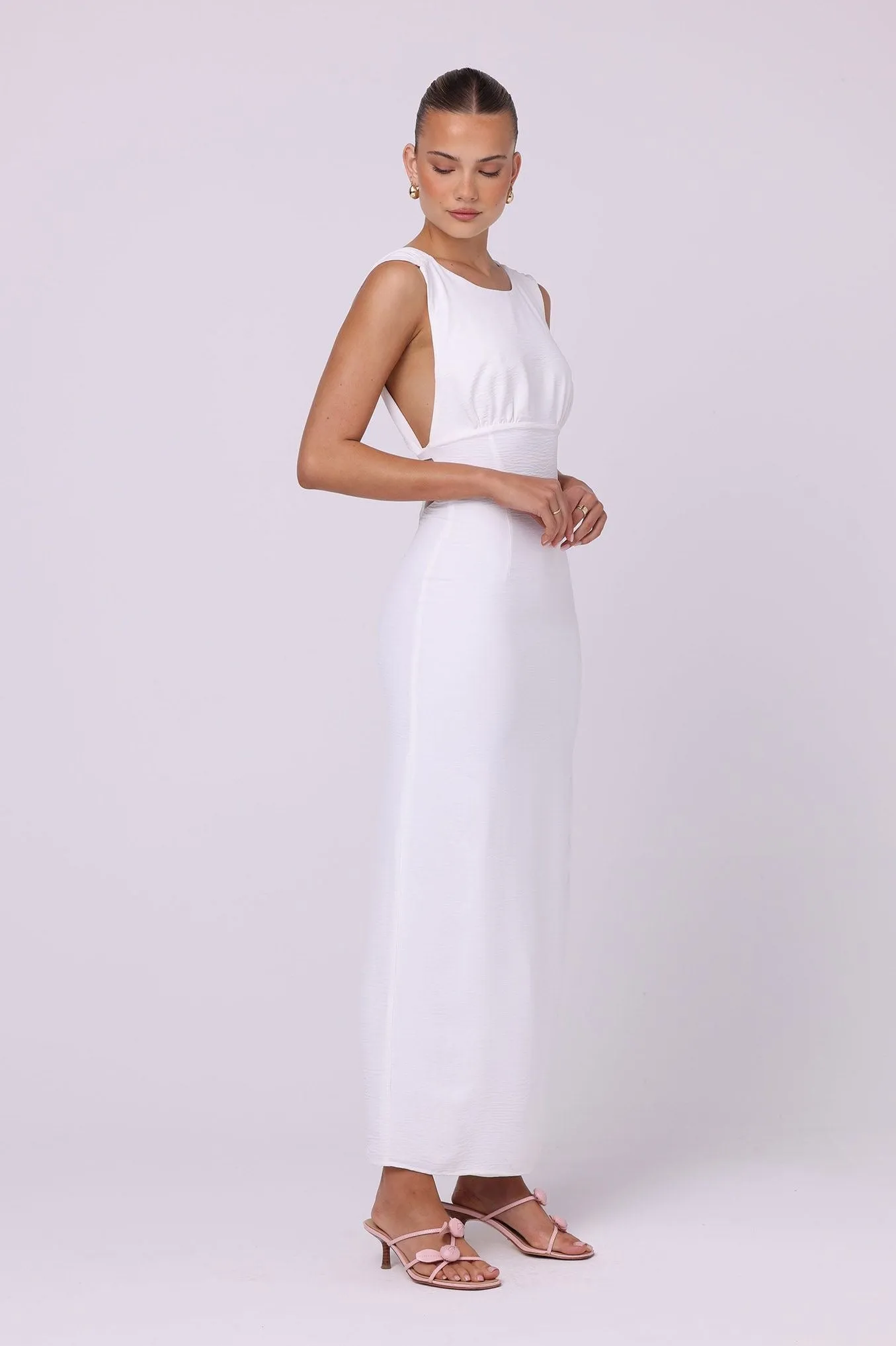 Isabelle Quinn Lila Backless Maxi Dress - White