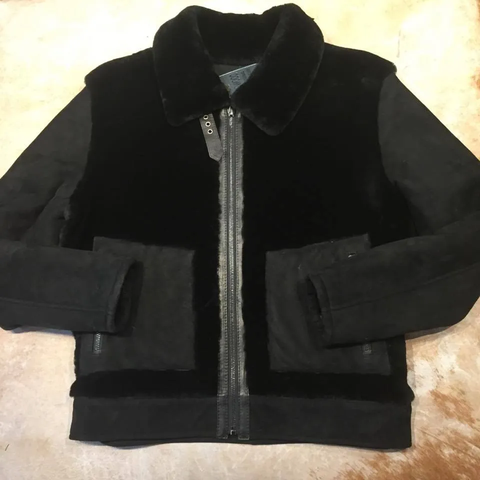 Jakewood Mouton Jet Black Shearling Jacket