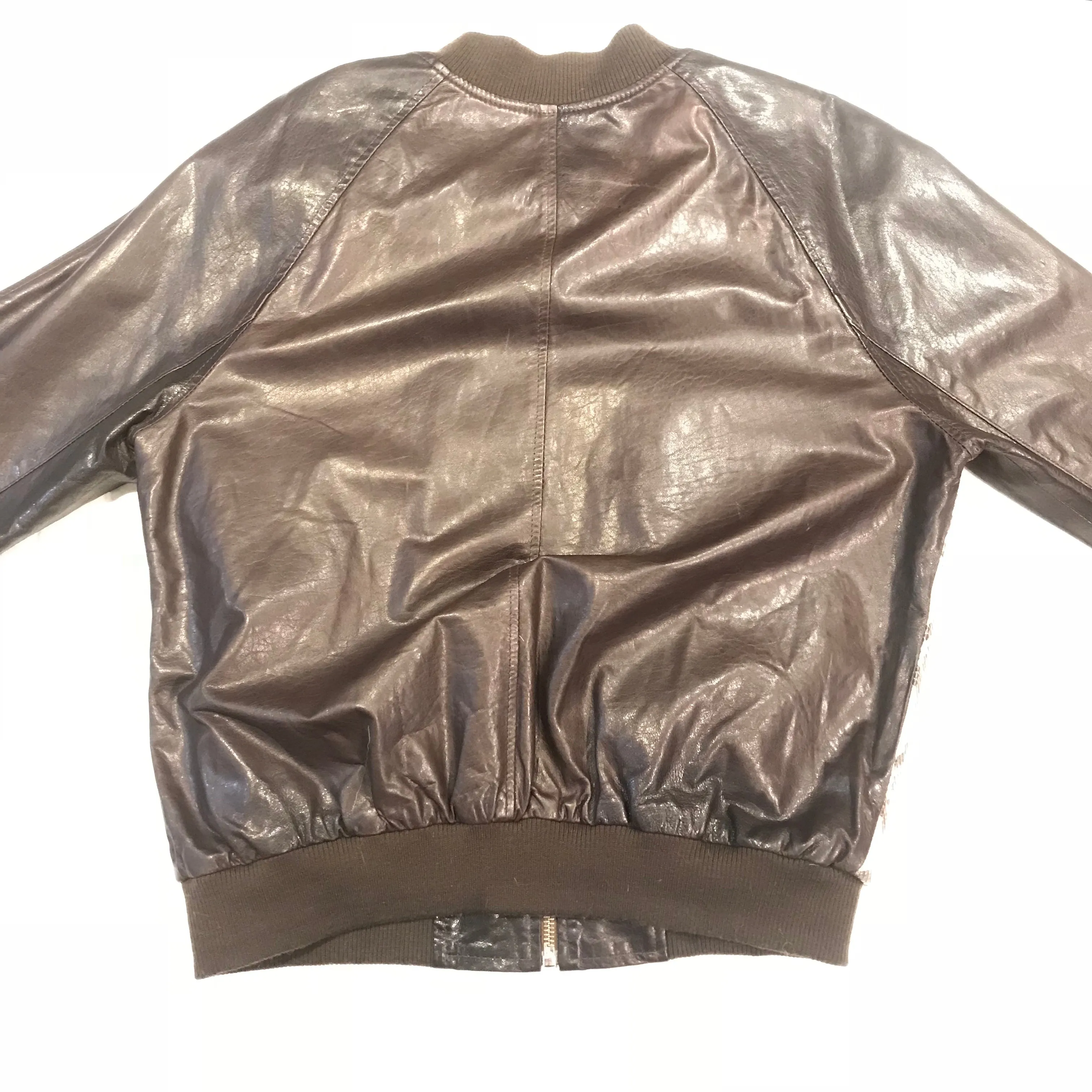 Kashani Dark Brown Natural Python Bomber Jacket