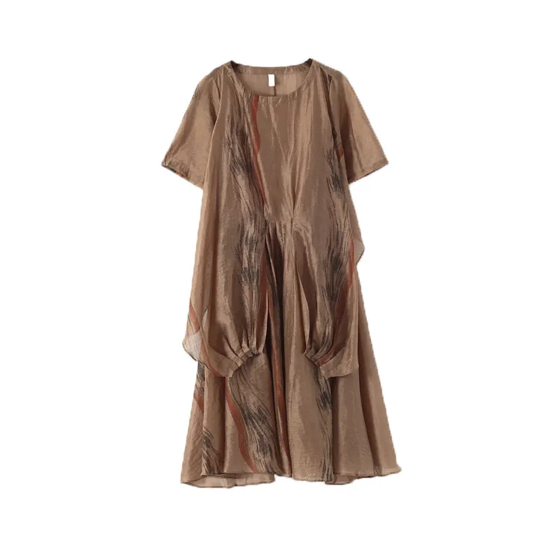 Khaki casual summer Layered Women Dresses long women dresses AMT962313