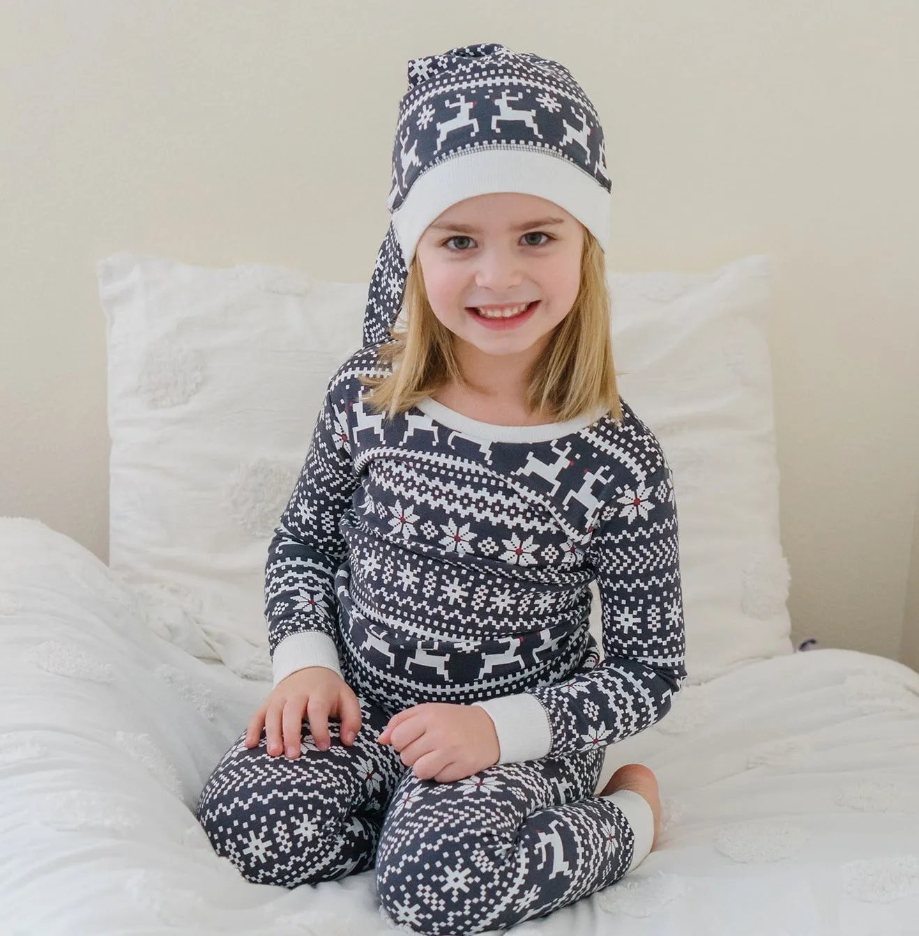 Kids' Organic Holiday PJ & Cap Set