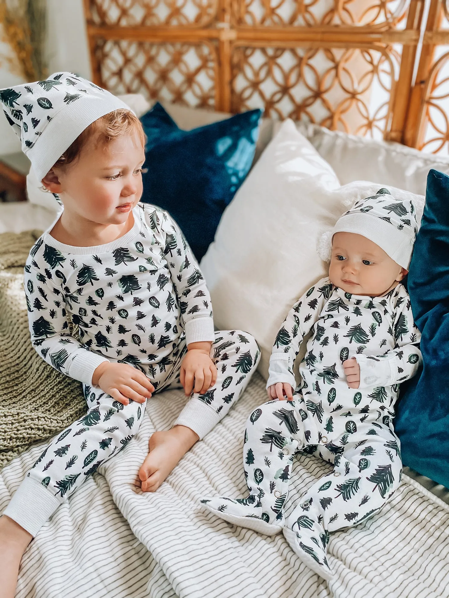 Kids' Organic Holiday PJ & Cap Set