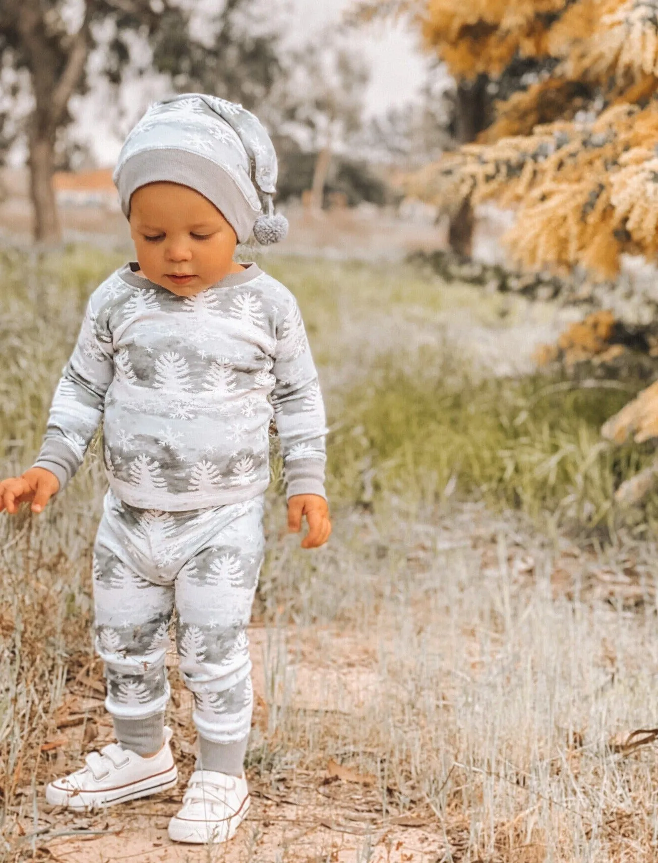 Kids' Organic Holiday PJ & Cap Set