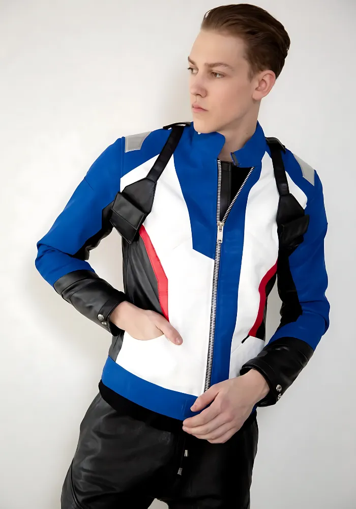 Kid's Overwatch Soldier 76 John Jack Morrison Sheep Leather Jacket Blue