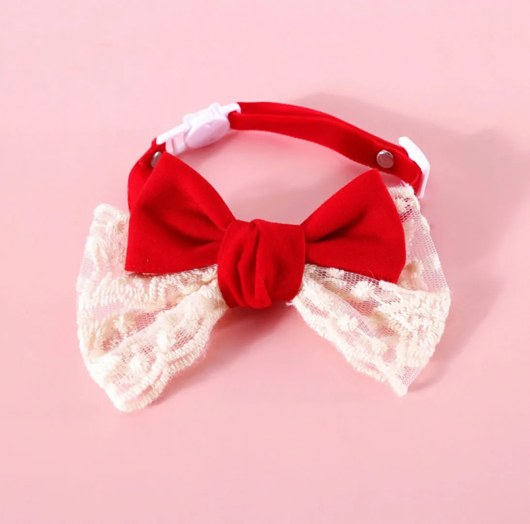 Lace Bow Velvet Pet Collar