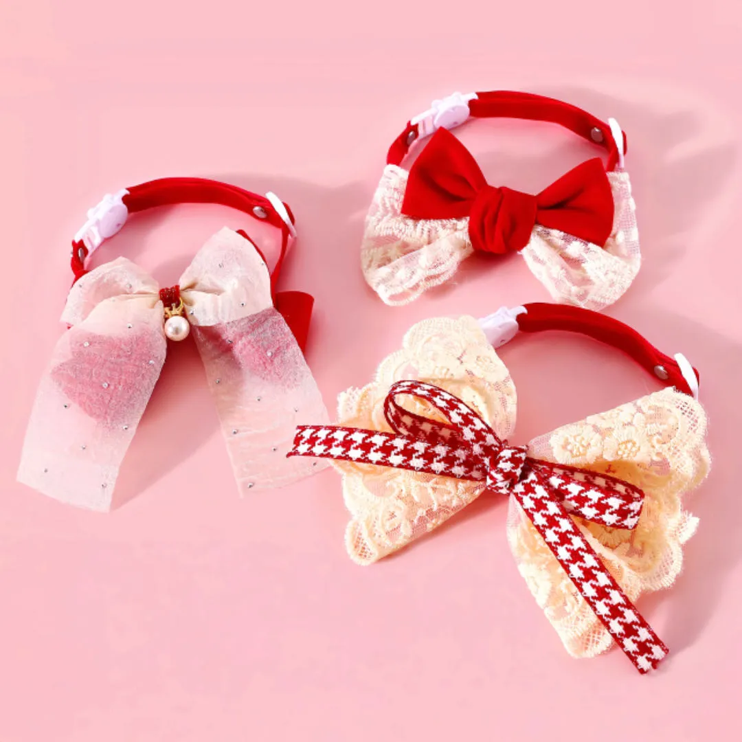 Lace Bow Velvet Pet Collar