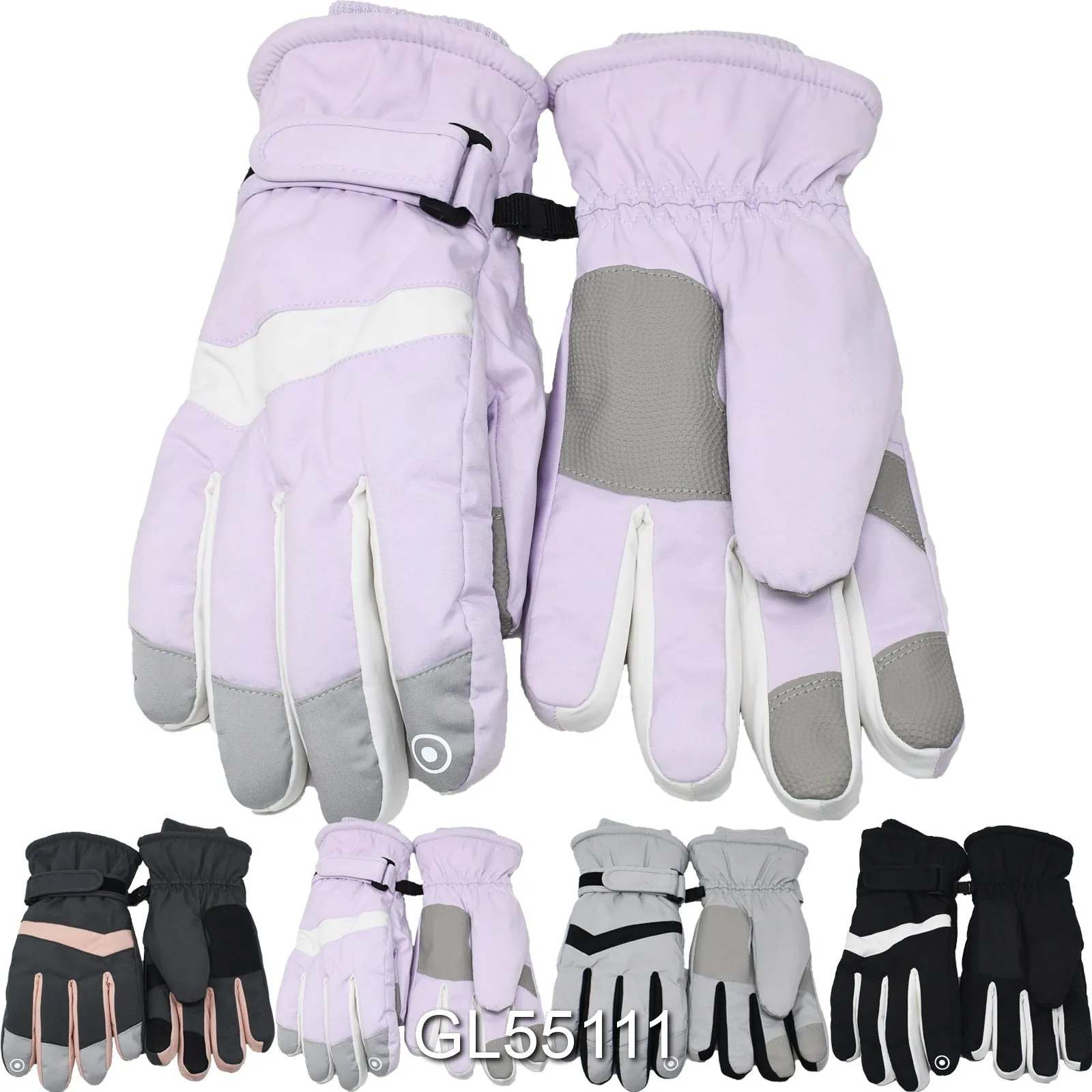 Lady Woman Weather Proof High-Performance Leather Palm Fur Lining Ski Gloves With 3 Fingers Touch Screen GL55111