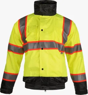 LAKELAND - Class 3 Bomber Jacket, Hi-Vis Yellow, FR treated rain jacket with zip-out liner