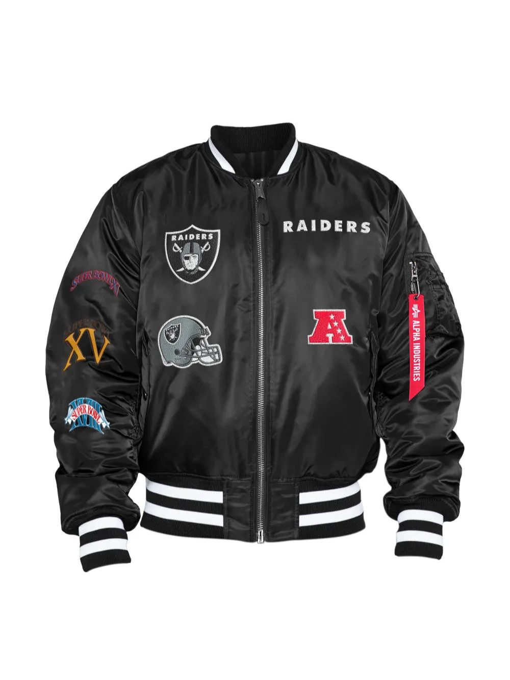 LAS VEGAS RAIDERS X ALPHA X NEW ERA MA-1 BOMBER JACKET