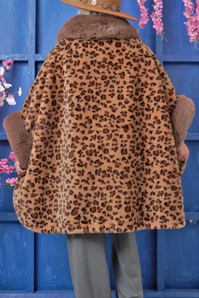 Leopard Print Faux Fur Cardigan