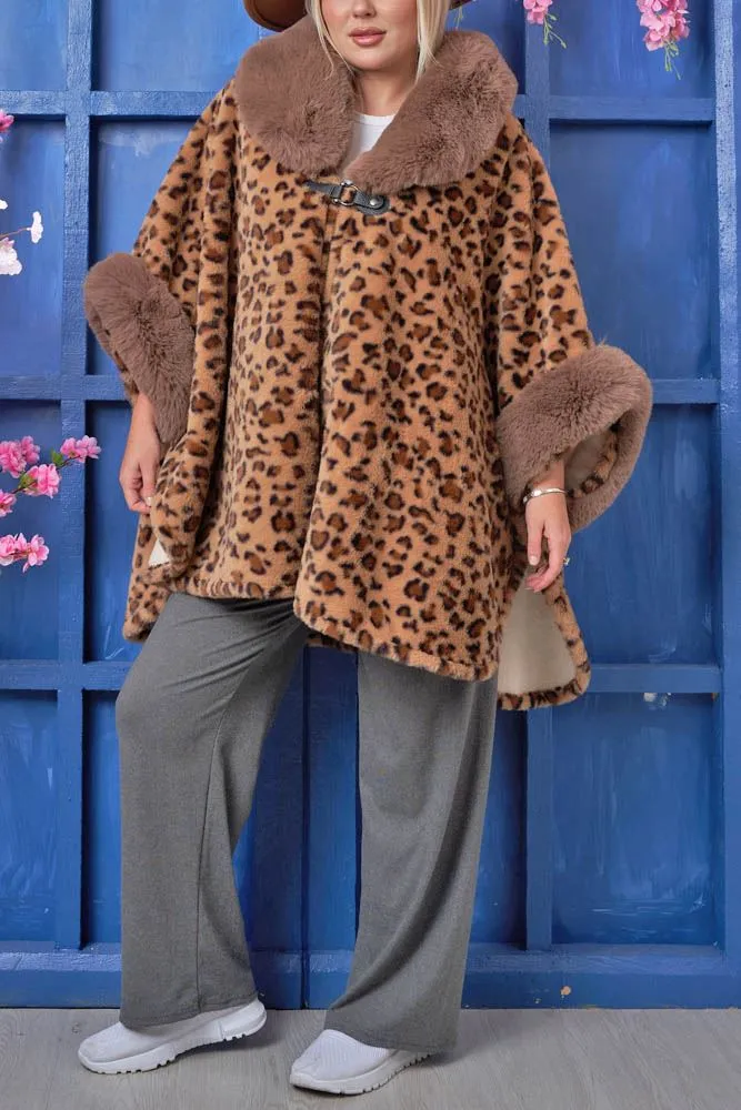 Leopard Print Faux Fur Cardigan