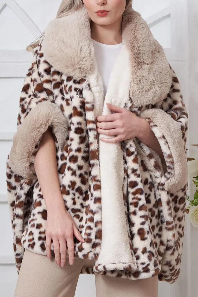 Leopard Print Faux Fur Cardigan