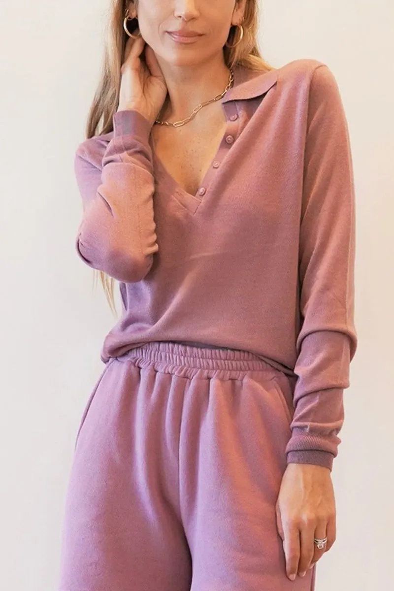 Lexi Collared Sweater in Rose