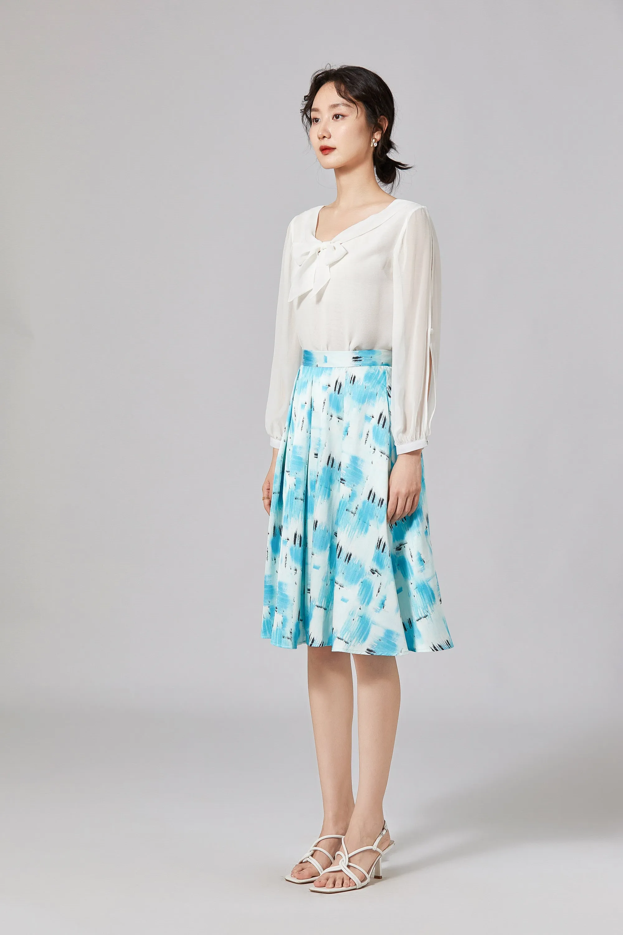 LINDONG | Karine Blue Print Skirt