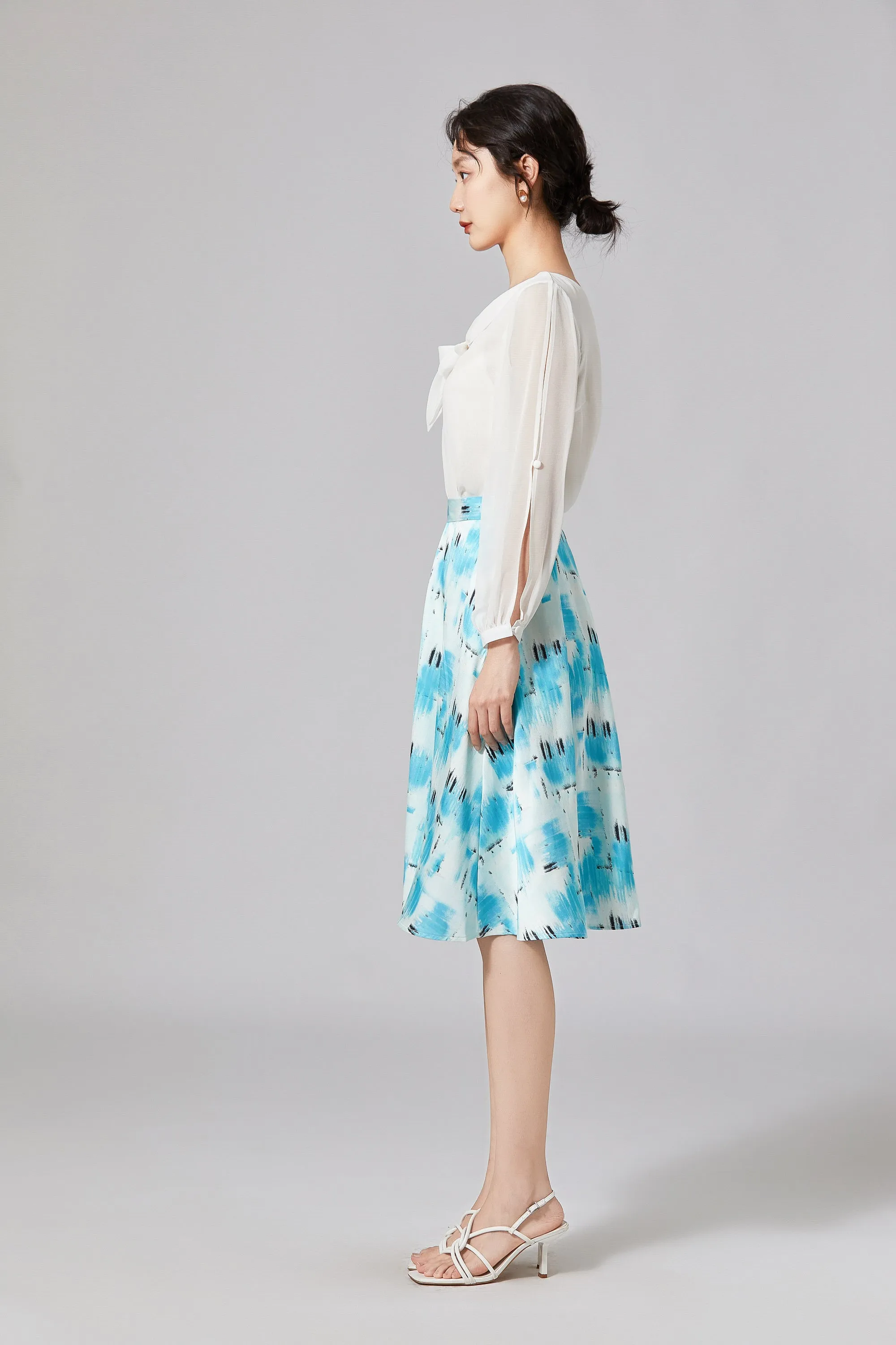 LINDONG | Karine Blue Print Skirt