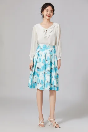 LINDONG | Karine Blue Print Skirt