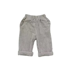 Linen Baby Pants - Grey Stripes