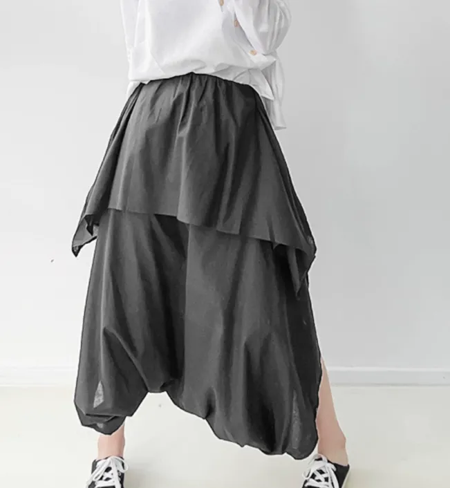 Linen Cotton Summer Wide Legs Pants,Women Casual Harem Pants 1310