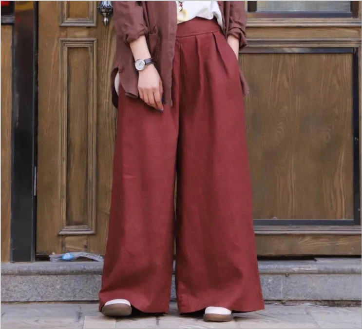 Linen Summer Wide Legs Women Casual Pants LPP971314