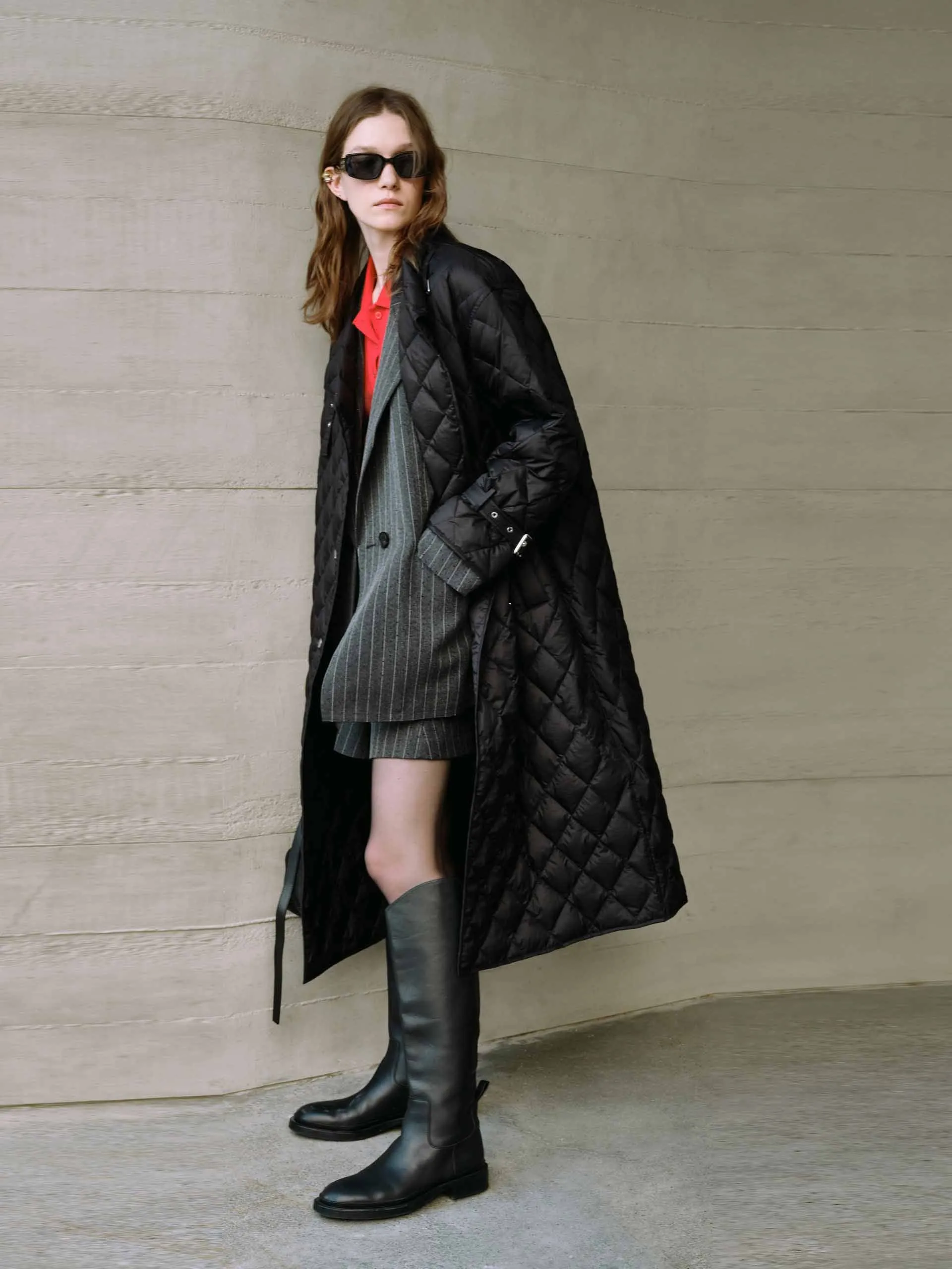 Long Quilted Down Coat