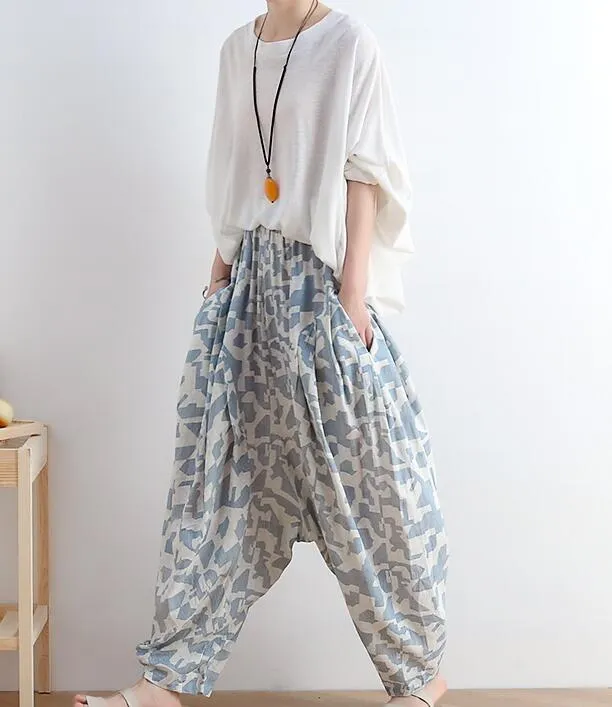 Loose large harem Linen Wide Leg Women Casual Pants AMT05131