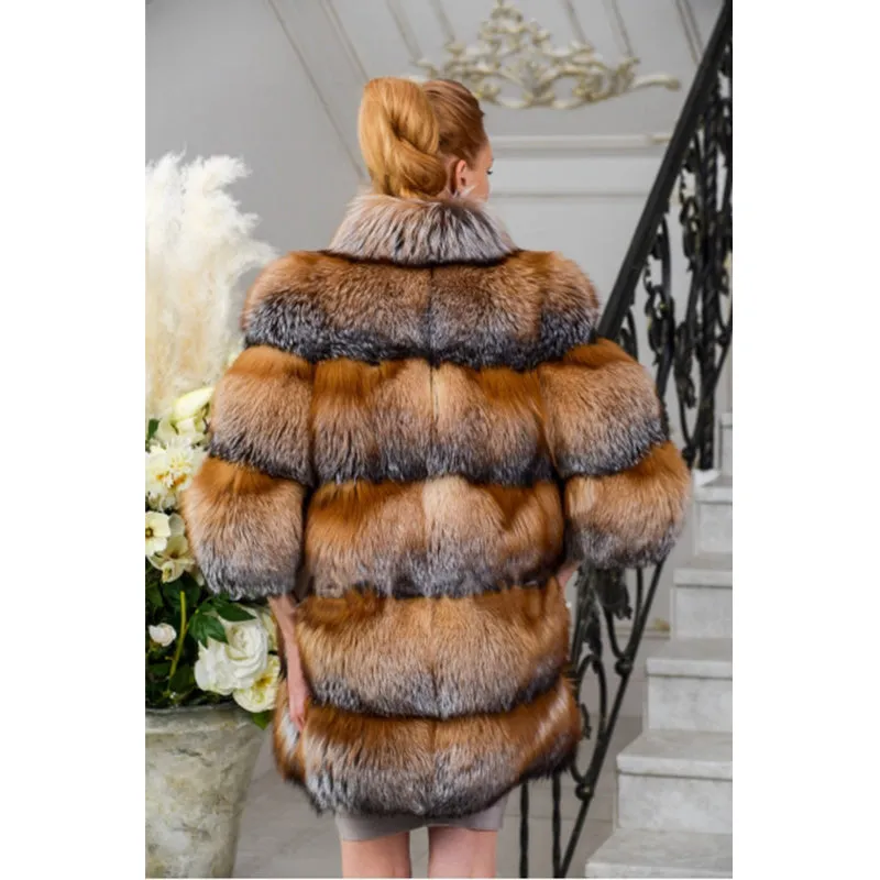 Lux  3/4 Sleeve Gold Fox Fur Coat