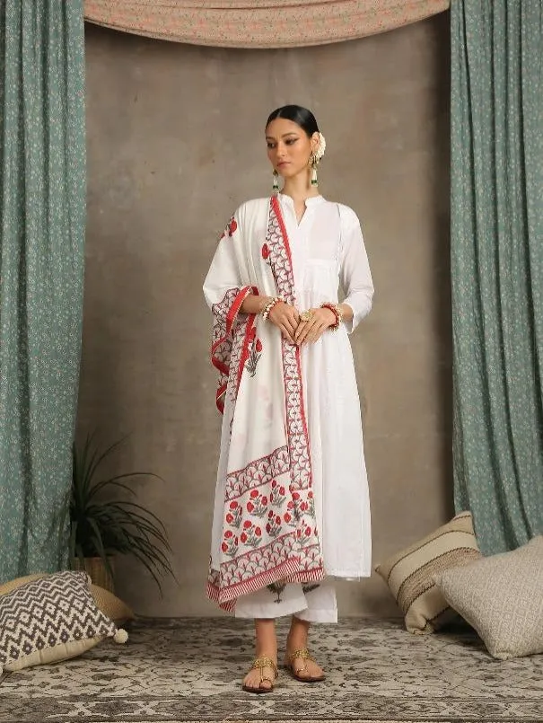 Mahira White Cotton Printed Salwar Suit