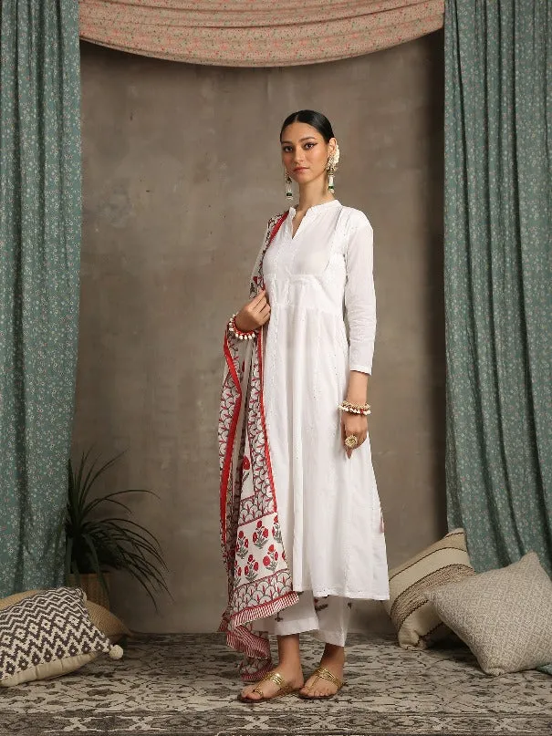 Mahira White Cotton Printed Salwar Suit