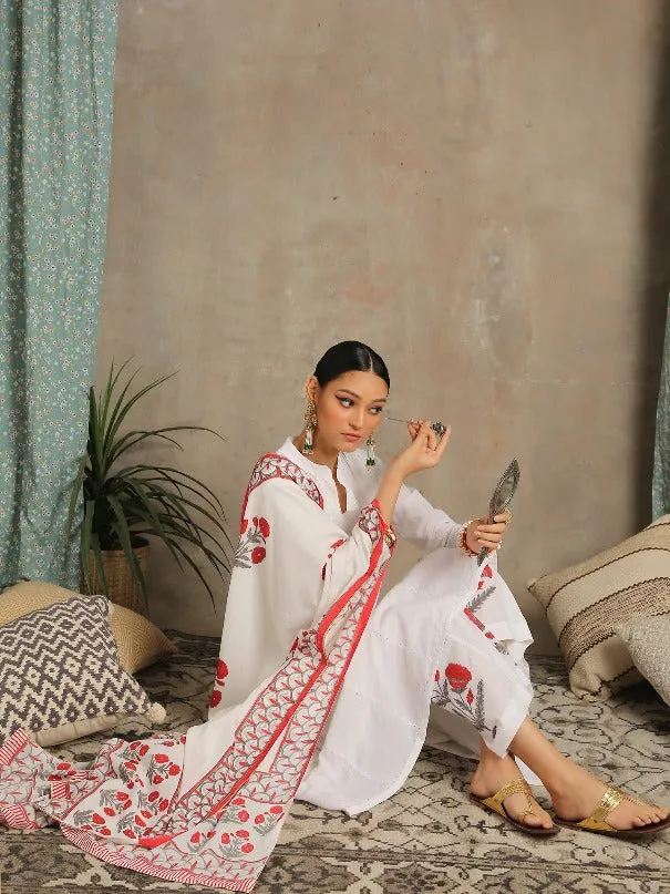 Mahira White Cotton Printed Salwar Suit