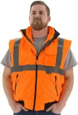 MAJESTIC - 8-in-1 Waterproof Bomber Jacket Hi Viz ORANGE