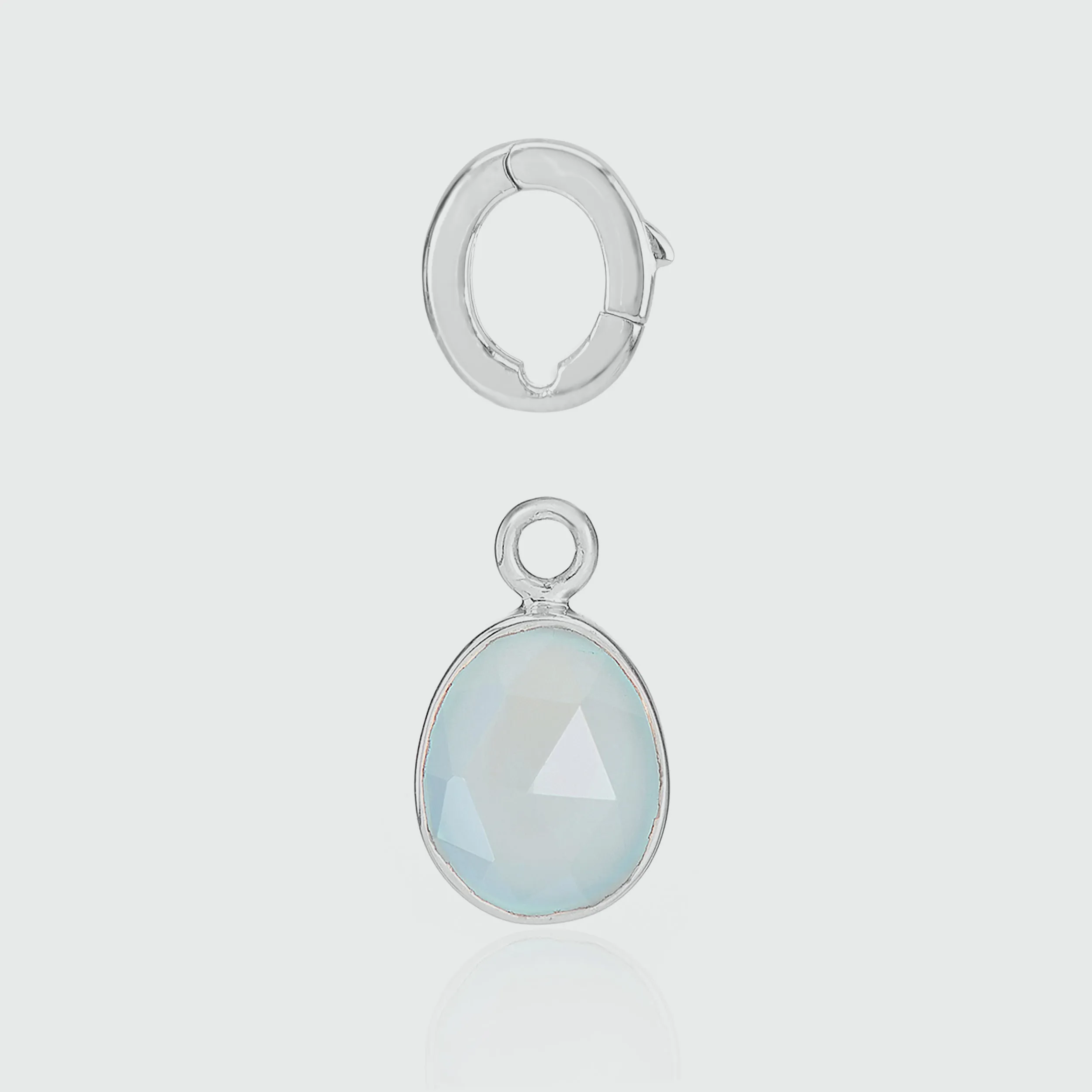 Manhattan Silver & Aqua Chalcedony Interchangeable Gemstone Earrings