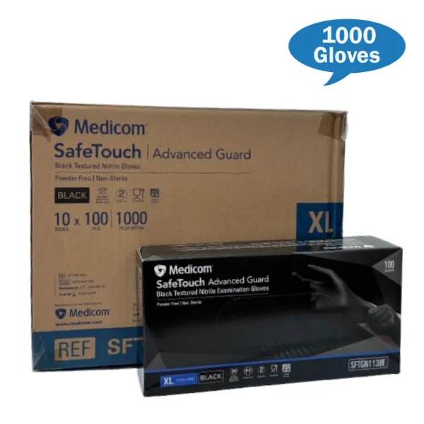 Medicom SafeTouch Advance Guard Black Nitrile Gloves