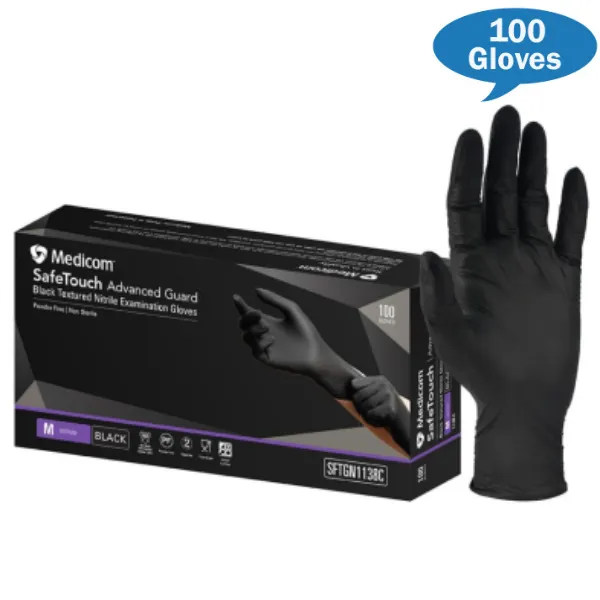 Medicom SafeTouch Advance Guard Black Nitrile Gloves