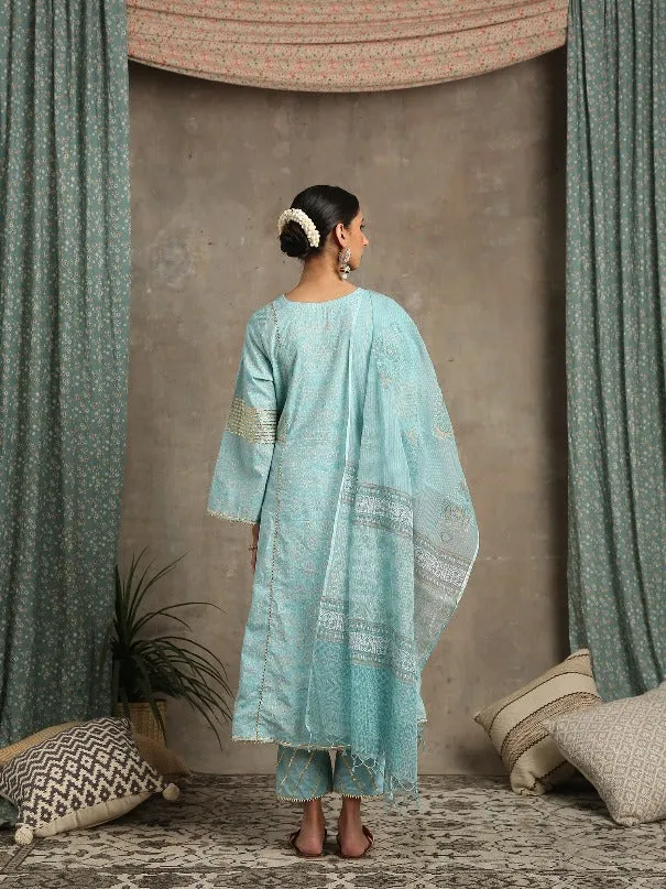 Mehr- Ambar Blue Cotton Printed Salwar Suit