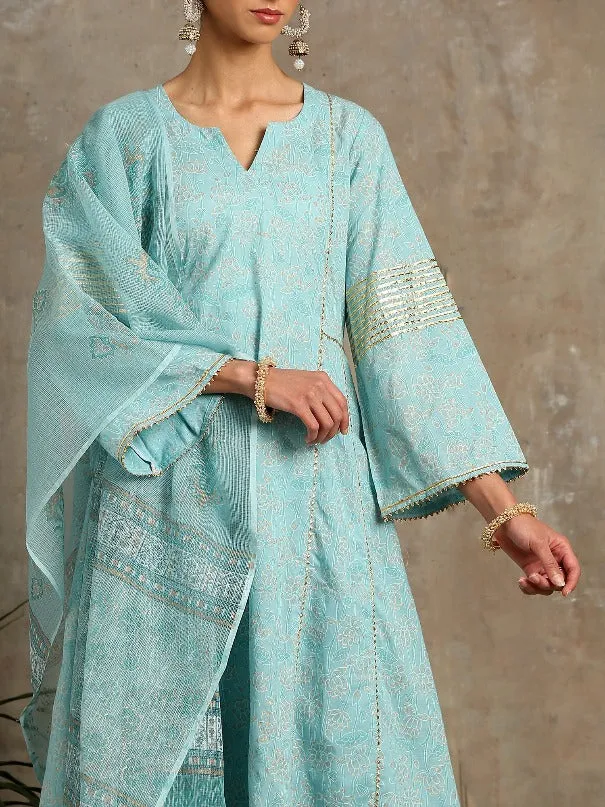 Mehr- Ambar Blue Cotton Printed Salwar Suit