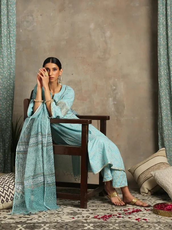 Mehr- Ambar Blue Cotton Printed Salwar Suit