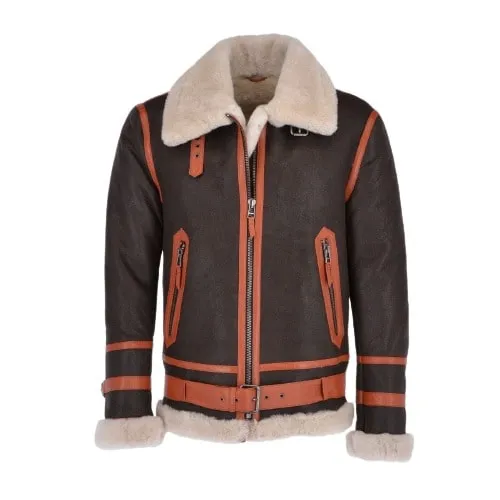 Mens Flying Aviator Shearling Bomber Jacket Top Trend 2024 Fur Jackets