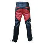 Mens New Style Black & Red Cow Leather Front & Side Laced Biker Trousers Pants - SLJ2